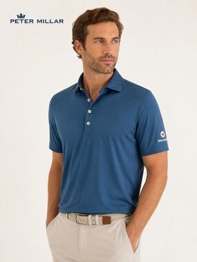 Peter Millar Men’s Performance Polo Blue Size S UPF 50+ Golf Shirt